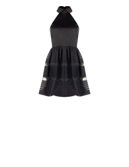 Robe courte bouffante en tulle à rayures transparentes avec top en satin Rinascimento