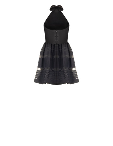 Robe courte bouffante en tulle à rayures transparentes avec top en satin Rinascimento