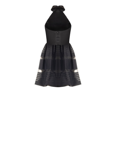 Robe courte bouffante en tulle à rayures transparentes avec top en satin Rinascimento