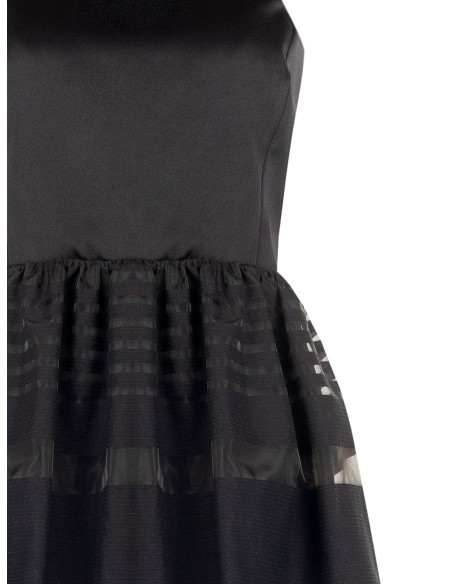 Robe courte bouffante en tulle à rayures transparentes avec top en satin Rinascimento