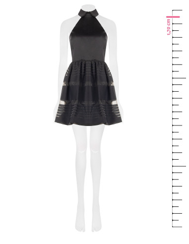 Robe courte bouffante en tulle à rayures transparentes avec top en satin Rinascimento