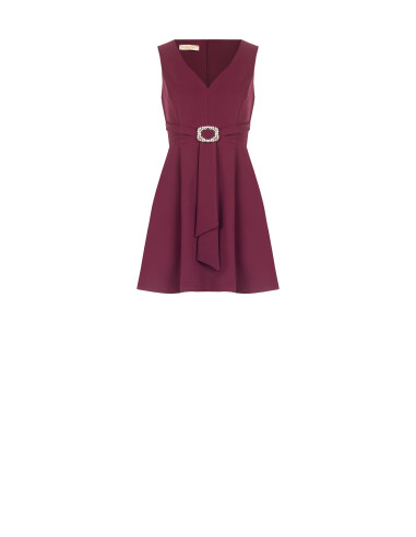 Robe courte trapèze en tissu technique avec boucle bijou et décolleté en V Rinascimento