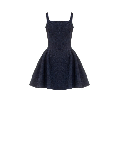 Robe courte bouffante en jacquard texturé avec lurex et décolleté carré Rinascimento