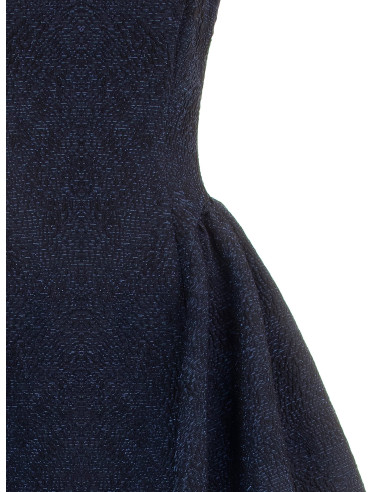 Korte ballonjurk van jacquard met reliëf, lurex en een vierkante halslijn Rinascimento