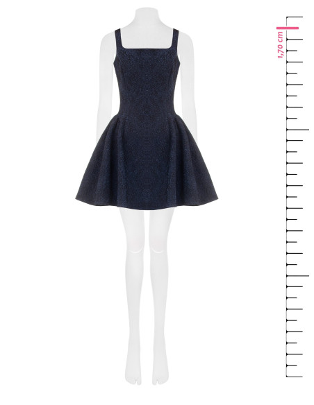 Robe courte bouffante en jacquard texturé avec lurex et décolleté carré Rinascimento