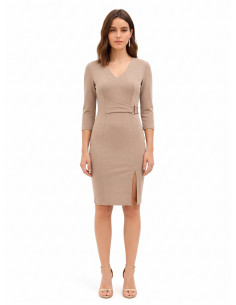 Robe fourreau en polyviscose avec décolleté en V et détail à agrafes Rinascimento