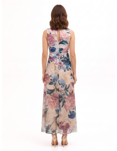Robe longue avec corsage en satin et jupe en georgette fleurie Rinascimento 2