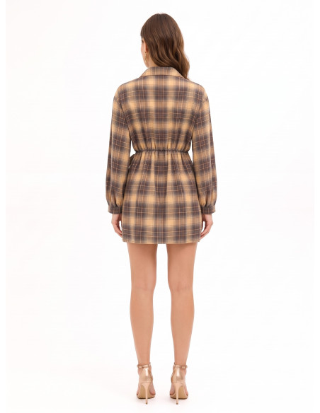 Robe courte à carreaux en viscose mélangée nouée sur le côté Rinascimento