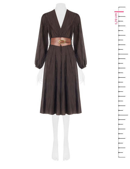 Robe midi plissée en mélange de lyocell avec ceinture élastiquée assortie Rinascimento