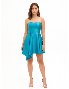 Robe courte évasée en satin avec jupe asymétrique Rinascimento