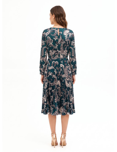 Robe longue en satin plissé motif baroque Rinascimento