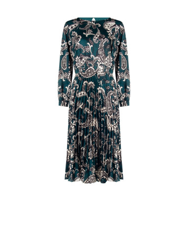 Robe longue en satin plissé motif baroque Rinascimento