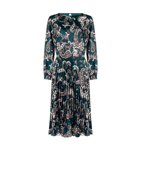 Robe longue en satin plissé motif baroque Rinascimento