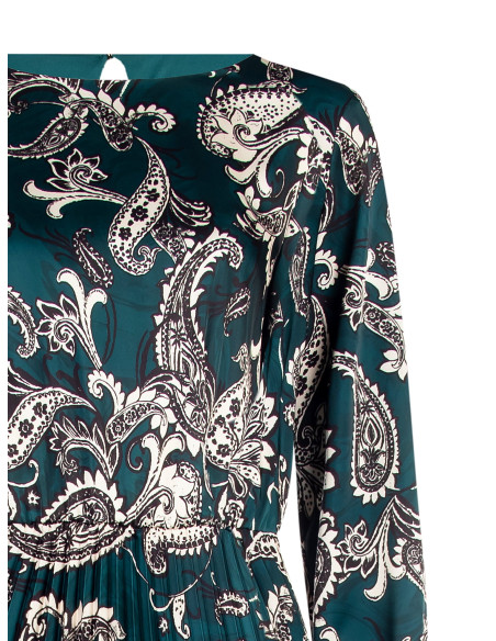 Robe longue en satin plissé motif baroque Rinascimento