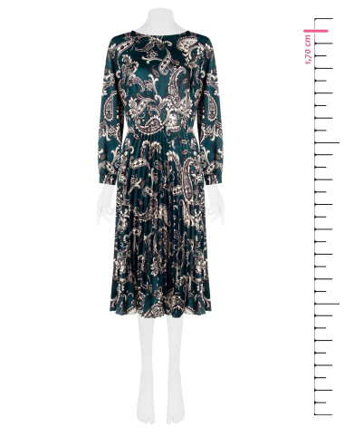 Robe longue en satin plissé motif baroque Rinascimento