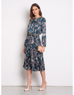 Robe longue en satin plissé motif baroque Rinascimento