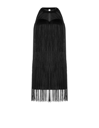 Robe courte fourreau recouverte de franges Rinascimento