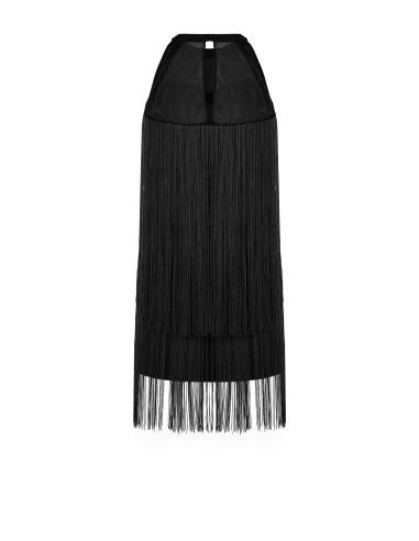 Robe courte fourreau recouverte de franges Rinascimento