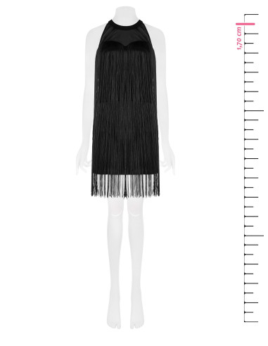 Robe courte fourreau recouverte de franges Rinascimento
