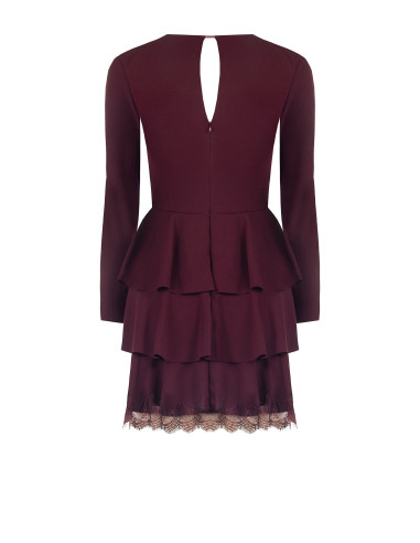 Robe courte à volants en crêpe avec empiècements en dentelle Rinascimento