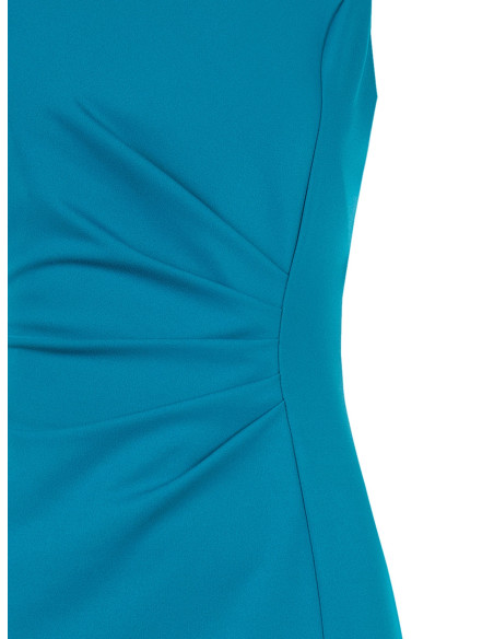Robe fourreau froncée sur un côté en maille Milano avec fente Rinascimento