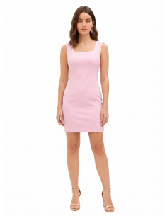 Robe courte fourreau en tissu technique à encolure carrée Rinascimento