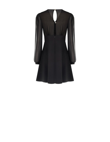 Robe courte effet deux pièces avec décolleté en V croisé en georgette et jupe en tissu technique Rinascimento