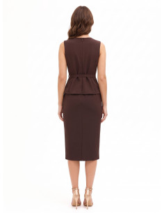 Robe fourreau en tissu cady effet deux pièces avec ceinture rigide assortie Rinascimento 2