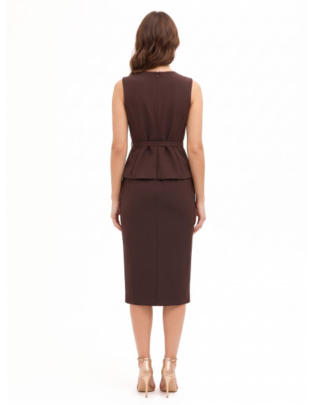 Robe fourreau en tissu cady effet deux pièces avec ceinture rigide assortie Rinascimento