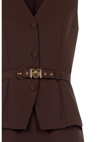 Robe fourreau en tissu cady effet deux pièces avec ceinture rigide assortie Rinascimento
