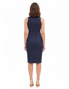Robe chemisier fourreau en denim extensible, délavage zéro Rinascimento 2