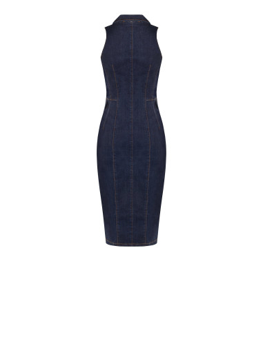 Robe chemisier fourreau en denim extensible, délavage zéro Rinascimento