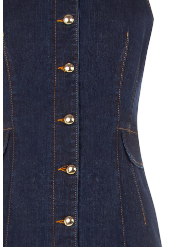 Robe chemisier fourreau en denim extensible, délavage zéro Rinascimento