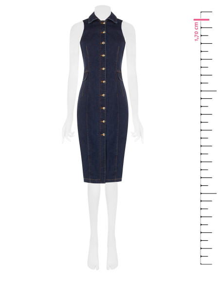 Robe chemisier fourreau en denim extensible, délavage zéro Rinascimento