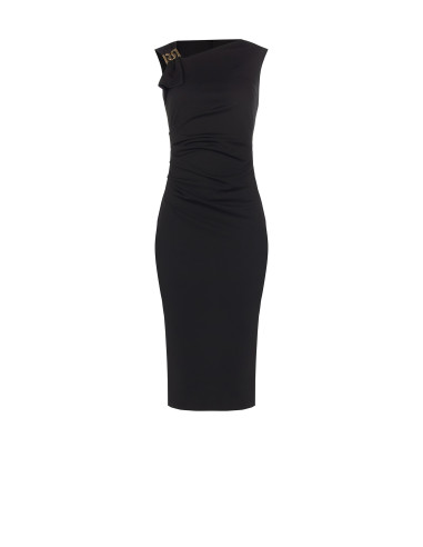 Robe fourreau à encolure asymétrique et boucle ornée du logo RR Rinascimento