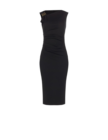 Robe fourreau à encolure asymétrique et boucle ornée du logo RR Rinascimento