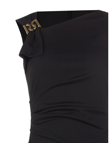 Robe fourreau à encolure asymétrique et boucle ornée du logo RR Rinascimento
