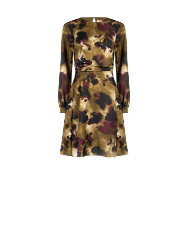 Robe courte évasée en satin froncé sur les côtés Rinascimento