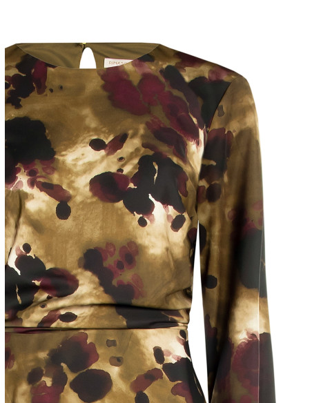 Robe courte évasée en satin froncé sur les côtés Rinascimento