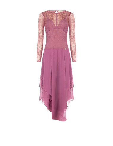 Robe midi à pointes en georgette avec haut en dentelle effet corset Rinascimento