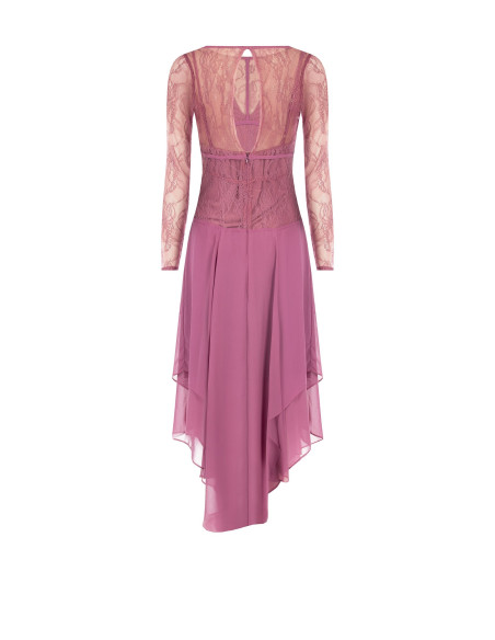 Robe midi à pointes en georgette avec haut en dentelle effet corset Rinascimento