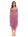 Robe midi à pointes en georgette avec haut en dentelle effet corset Rinascimento
