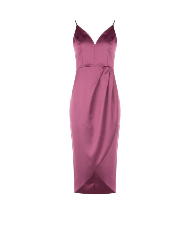 Robe courte asymétrique en satin croisée avec décolleté en V Rinascimento