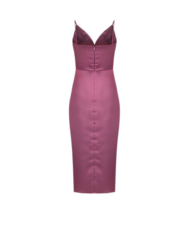 Robe courte asymétrique en satin croisée avec décolleté en V Rinascimento