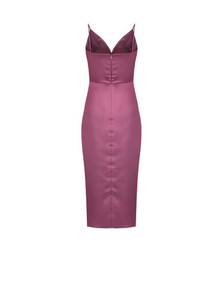 Robe courte asymétrique en satin croisée avec décolleté en V Rinascimento