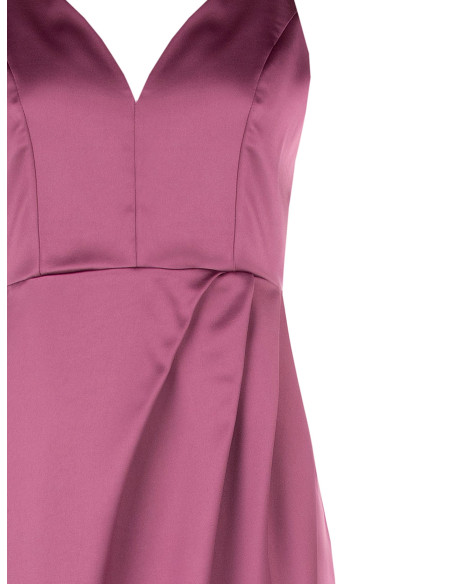 Robe courte asymétrique en satin croisée avec décolleté en V Rinascimento