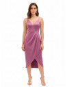 Robe courte asymétrique en satin croisée avec décolleté en V Rinascimento
