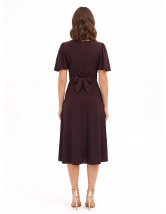 Robe midi en tissu cady avec encolure en V et corsage drapé croisé Rinascimento 2