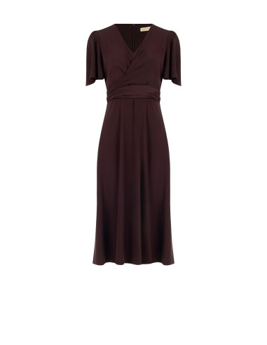 Robe midi en tissu cady avec encolure en V et corsage drapé croisé Rinascimento