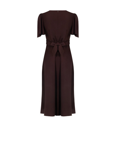 Robe midi en tissu cady avec encolure en V et corsage drapé croisé Rinascimento